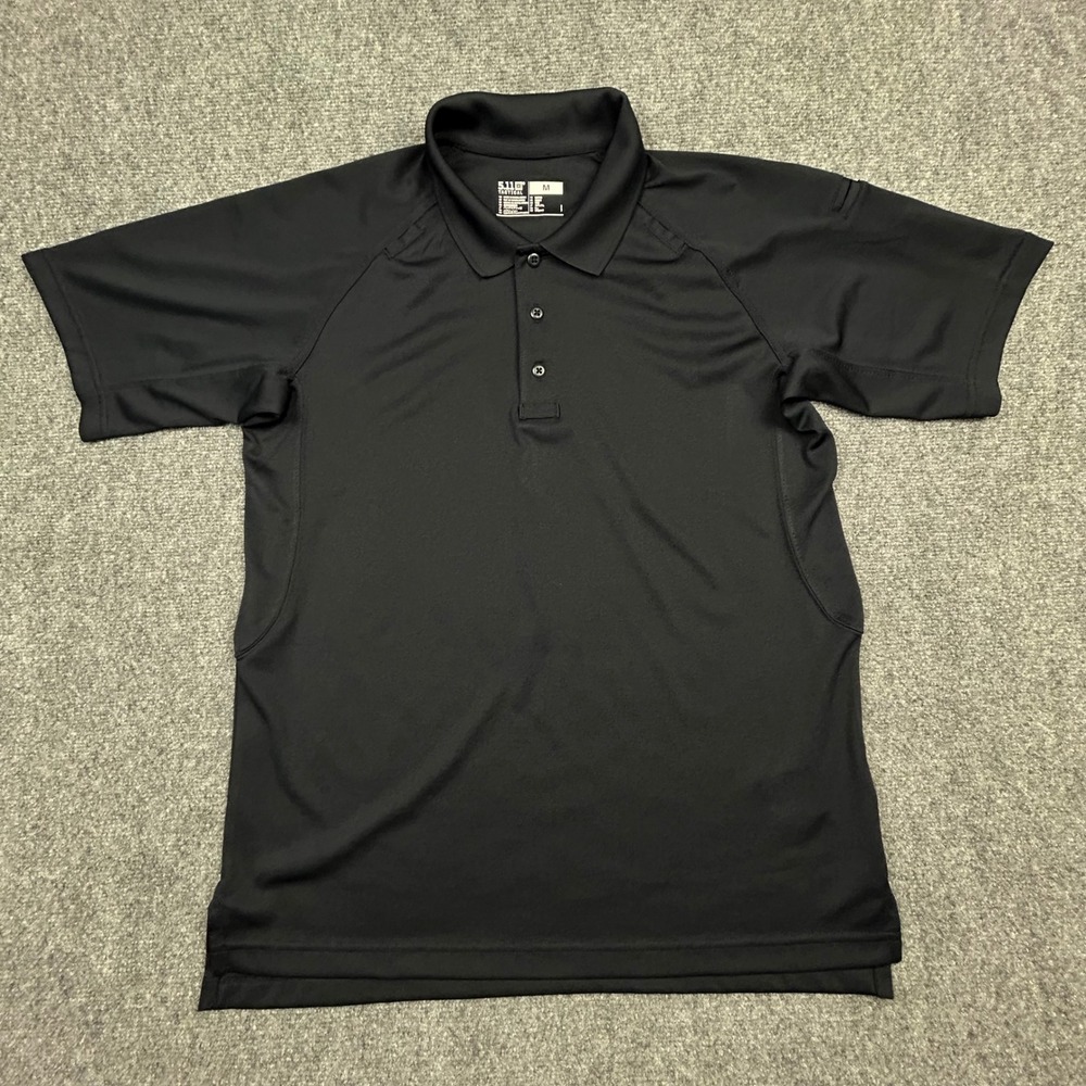 5.11 Tactical Performance Polo Mens M Black Short Sleeve Mic Loops Pen Pockets